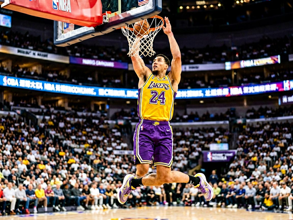 NBA比赛精彩扣篮——球员空中完成强力扣篮